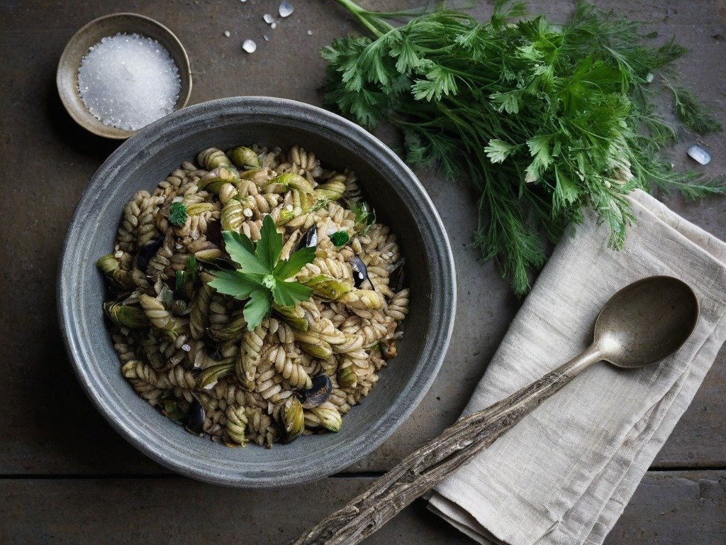 Roast fennel and aubergine paella